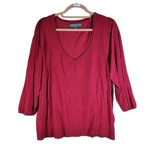 Josephine Chaus Maroon V Neck Long Sleeve Sweater Women Plus Size 2X